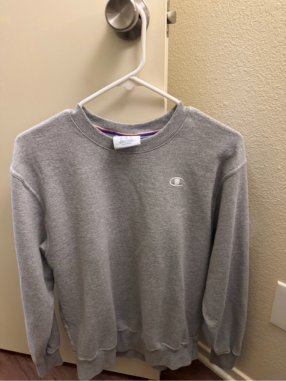 Champion Gray Crewneck Sweatshirt with Small Chest Logo